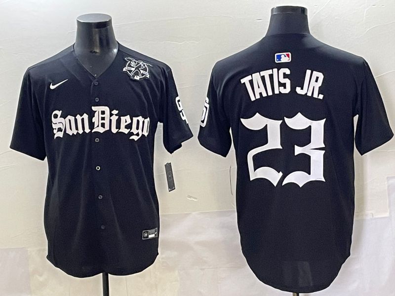 Men 2025 San Diego Padres #23 Tatis jr Black Five generations Joint Name Nike MLB Jersey style 12